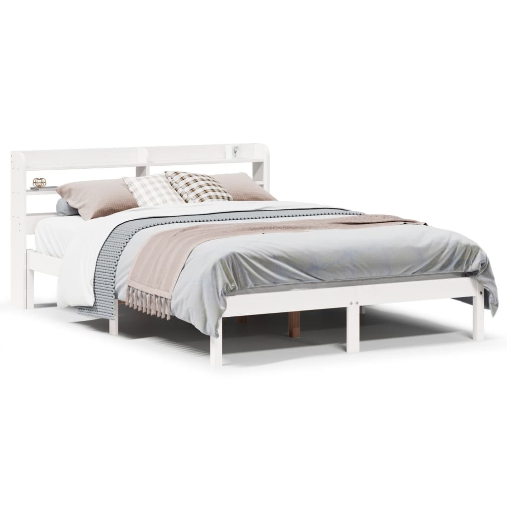 Solid Wood Bed without Mattress White 140 x 190 cm Pine Wood