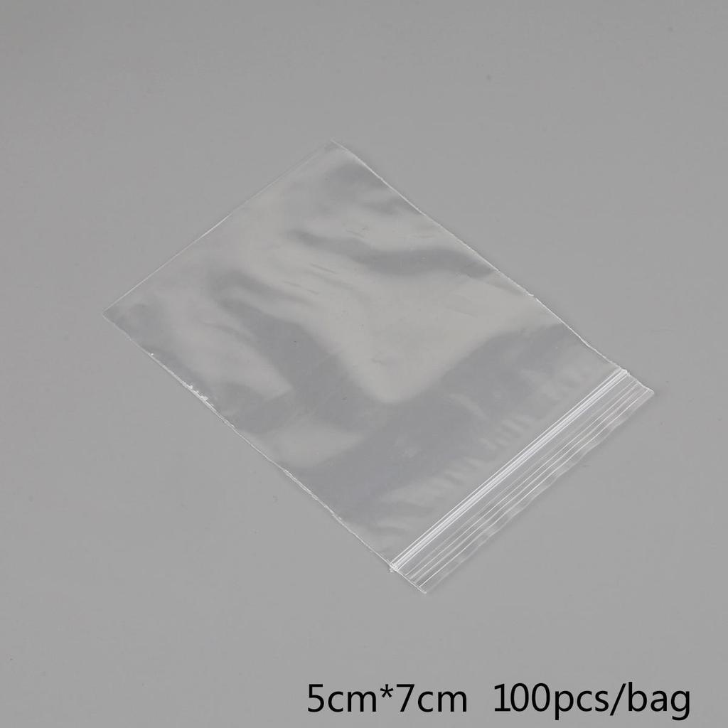 100Pcs Jewelry Ziplock Zip Zipped Lock Reclosable Plastic Poly Clear Bags