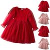 Girls Fashion Cute Long Sleeve Bubble Sleeve Mesh Princess Dresses Dresses
