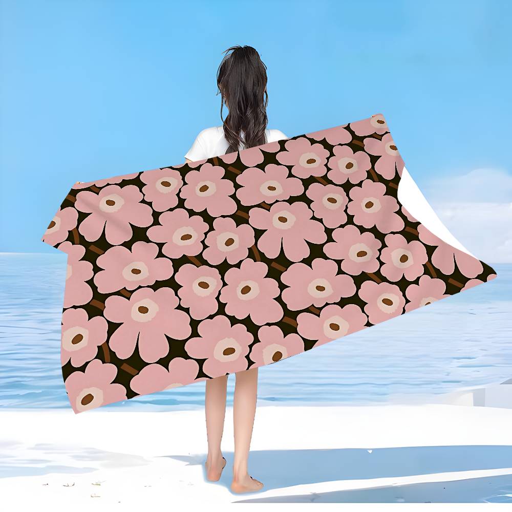 Marimekko-U-Unikko Цветы Микрофибра Пляжное полотенце Впитывающее Быстросохнущее Мягкое Полотенце для йоги, плавания, курорта, альпинизма