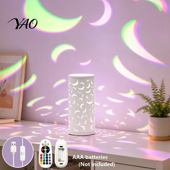 USB Powered Night Light Butterfly Projector Lamp, RGB 16 Colors Decorative Lamp with Remote Bedroom Ambient Lighting Control, Hollow-out