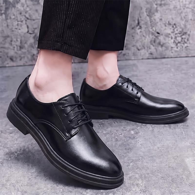 Men’s Derby Retro Black Brown Leather Oxfords Dress Shoes Formal Office Business Shoes Tuxedo Wedding Shoes Plus Size