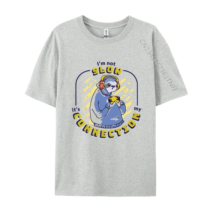 Slow Connection Sloth Gamer Funny Sloth Tshirts Men Clothess Tshirts Unique TShirt Cotton Gothic Animes Alternative