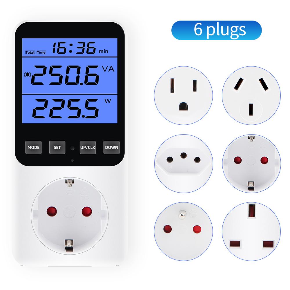 220V/120V AC Digital Power Meter Wattmeter Socket Wattage Kwh Test Energy Meter Electric Consumption Analyzer EU FR US UK AU BR