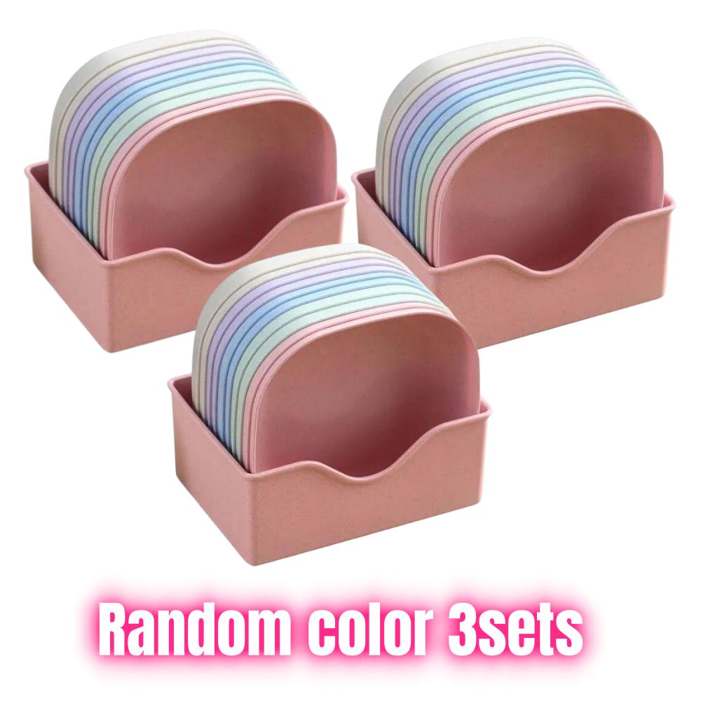 10PCS Square Plastic Dinner Plate Set Durable Shatter-Resistant Easy To Clean Dishes for Restaurants Home Kitchen Essentials