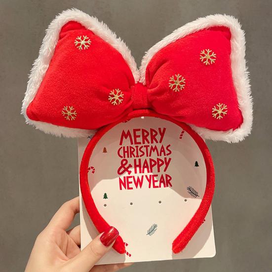 Рождественская повязка на голову с блестящими пайетками, бант для ушей, декор Санта-Клауса, эластичная весенняя противоскользящая повязка, обычная посадка, узкая полоса, реквизит для новогодней вечеринки, аксессуары для волос