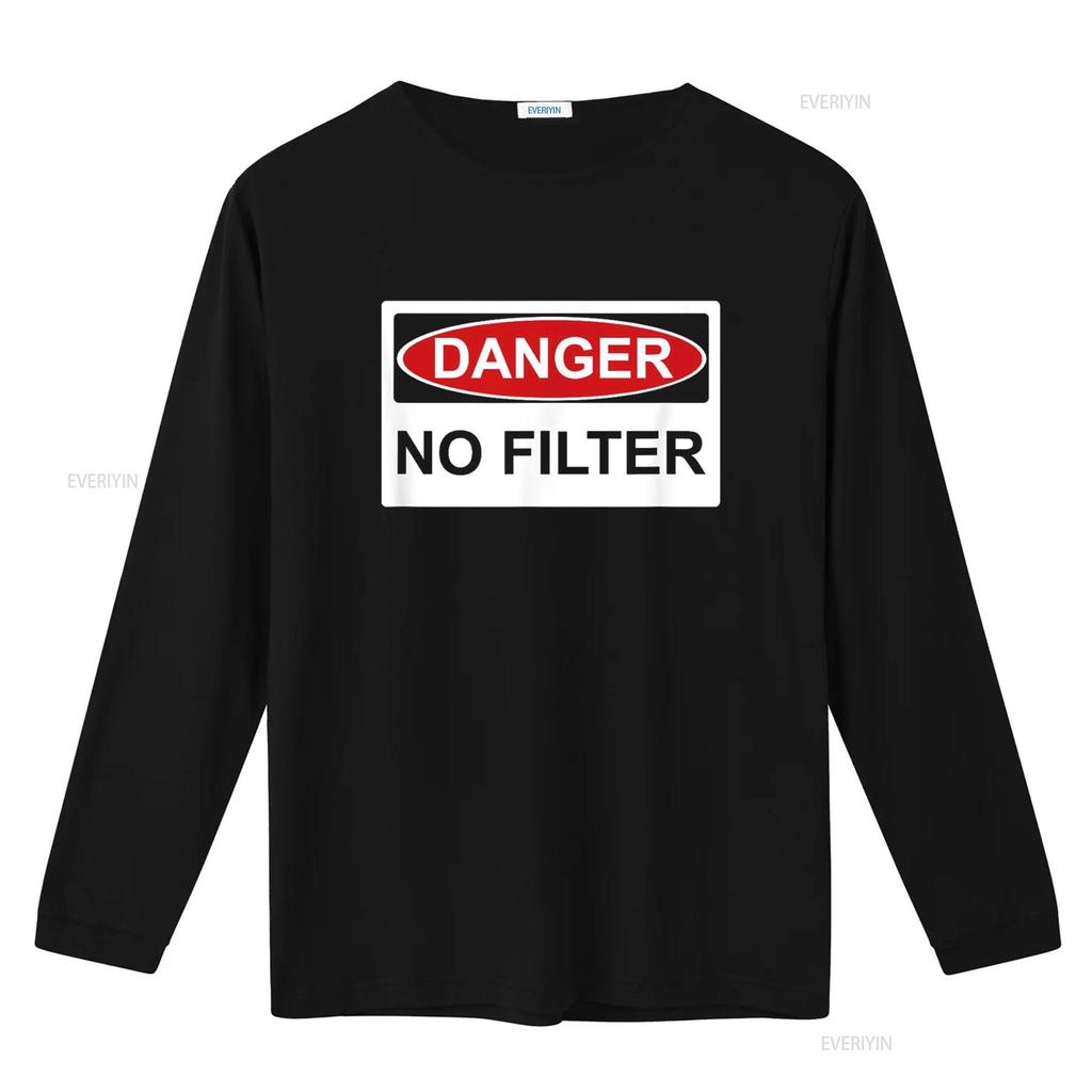 Danger No Filter Language Funny T Shirt Vintage Washed Unisex Homme Breathable Versatile Stretched Slightly