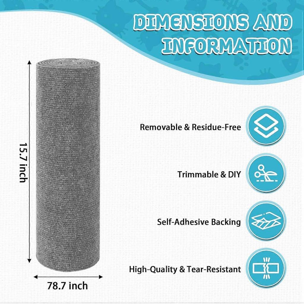 Climbing Cat Scratcher Mat Trimmable Cat Scratching Post Carpet 78.7x15.8 Self Adhesive Carpet Mat Pad Replacement for Cat Tree Shelves Post Couch Wal