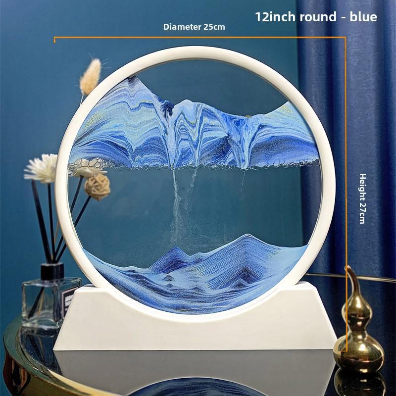 Creative 3D Quicksand Painting Round Glass Craft Hourglass - Unique Desktop Ornament Gift