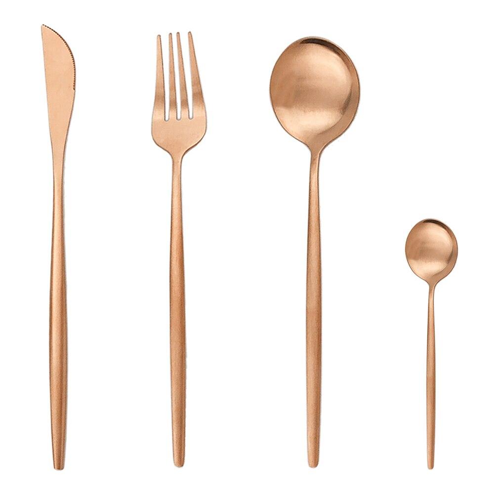 Matte Tableware Set Gold Cutlery Set Stainless Steel Dinnerware Set Knife Fork Spoon Flatware Teaspoon Western Kitchen Silverware