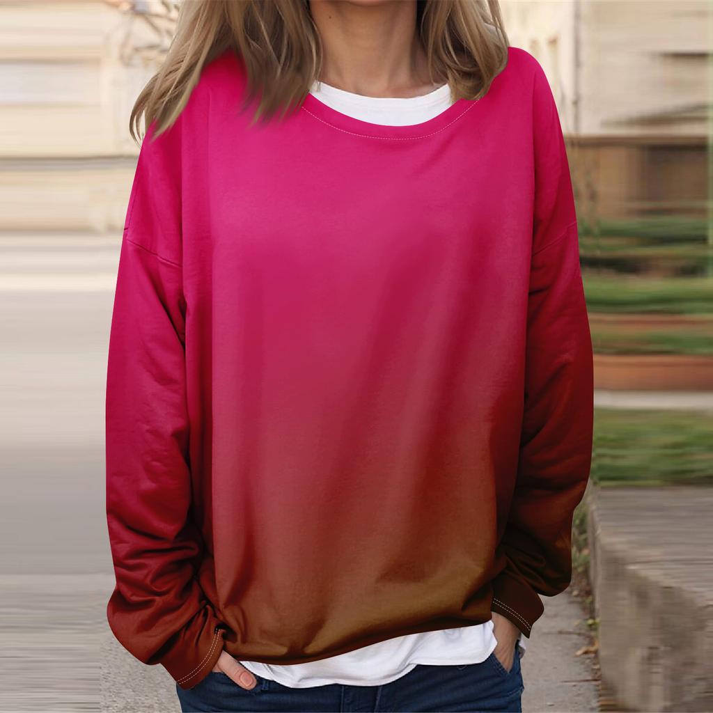 Женская повседневная модная винтажная печатная толстовка с длинным рукавом и круглым вырезом, многослойный пуловер