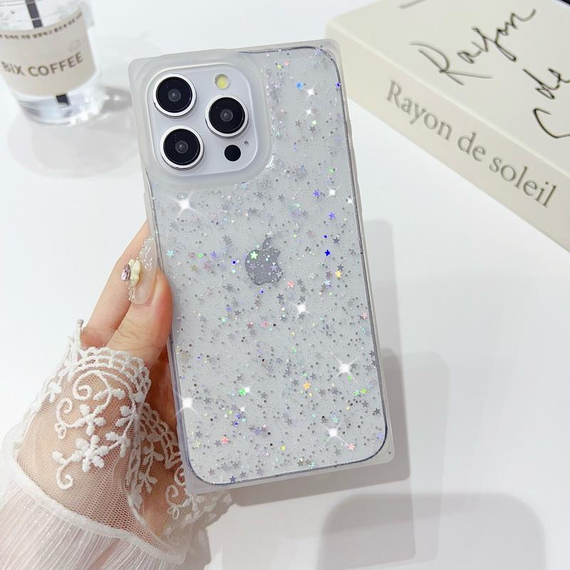 Роскошный квадратный блестящий прозрачный чехол для телефона iPhone 16 15 14 Pro Max Plus 13 12 Pro Max 11 противоударный бампер мягкий чехол из ТПУ