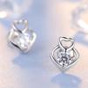 Серьги-пусеты из стерлингового серебра S925 в корейском стиле в форме сердца с цирконом для женщин