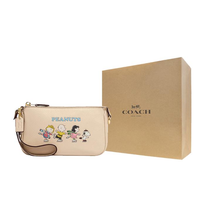 New COACH SNOOPY X Peanuts Collaboration Nolita Pebbled Leather Handbag Shoulder Bag Women's Nude CE858-IMOQY