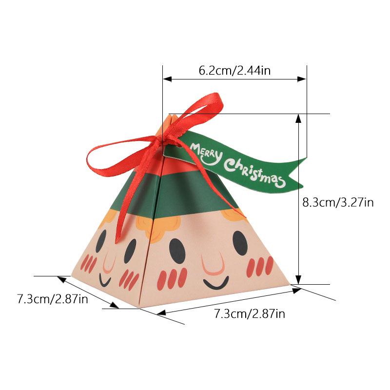 50 шт. Треугольная подарочная коробка, бумажная коробка для конфет, подарочная коробка с треугольной коробкой для конфет, Санта-Клаус, рождественская подарочная коробка, праздничная атмосфера, милая