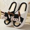 Women's New Four Seasons Slipper Universal Indoor Home Cotton Linen Sandals Cute Cow Cartoon Non-slip Linen Slippers Zapatillas
