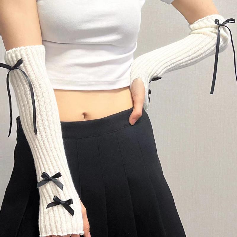 1 пара милых повседневных однотонных перчаток со звездами в стиле панк, длинные перчатки без пальцев для женщин и девочек, нарукавники в стиле Лолиты, подарки