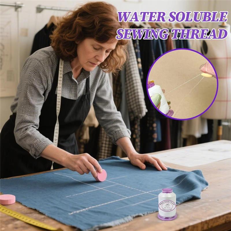 A84E-Dissolvable Water Soluble Thread 1492.7Ft For Sewing Thread For Sewing Machine Cord For Costume Making Fabric Art Crafts