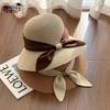 Летняя широкополая солнцезащитная шляпа от солнца, соломенная шляпа, повседневная пляжная шляпа от солнца, детская, с чувством стиля, подчеркивающая лицо, маленькая соломенная шляпа-ведро