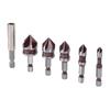 5 Pcs Countersink Drill Bit Set 1Celsius4in 3Celsius8in 1Celsius2in 5Celsius8in 3Celsius4in 5 Flute 85 Degree Hex Shank M35 Cobalt HSS Countersink Bit