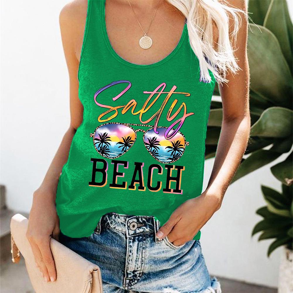 Женский жилет Beach Eye Print - повседневный топ для путешествий в европейском и американском стиле