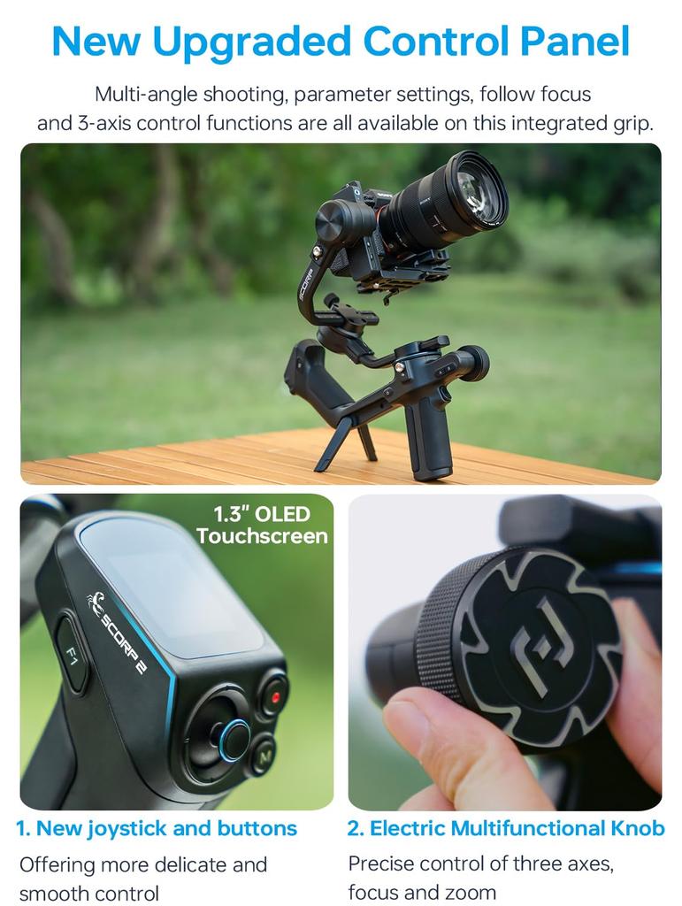 Feiyu SCORP 2 Camera AI Mirrorless DSLR Camera Image AI Outdoor Tripod Remote Zoom Portrait YouTube IG Video Compatible with Sony A7S Canon EOS Nikon