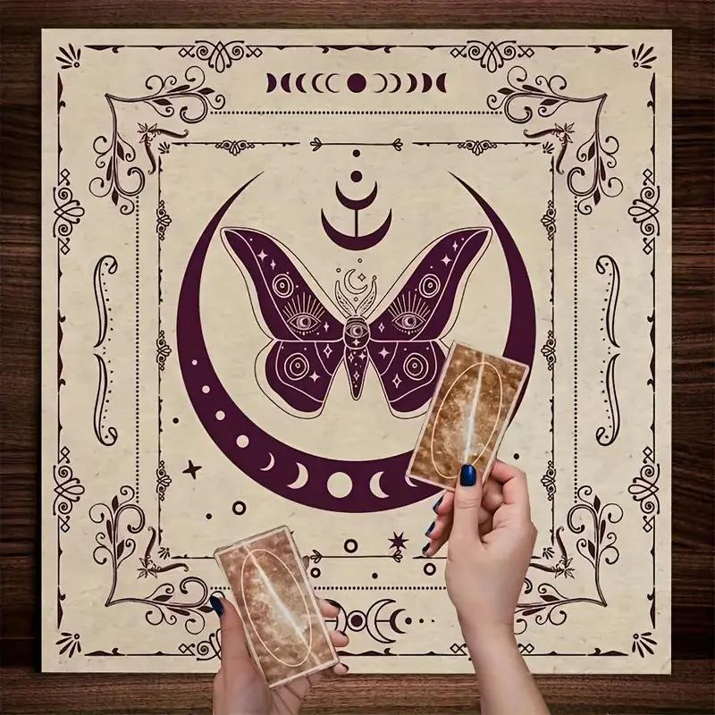 Purple Mystic Butterfly Moth Totem Bohemian Tarot Tablecloth Meditation Ritual Atmosphere Decor Mat