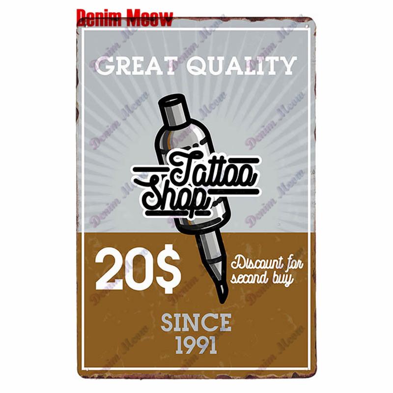Классическая металлическая жестяная вывеска для студии татуировки, винтажная настенная художественная роспись, антикварный декор комнаты для салона татуировки, декор для дома в салоне, WY86