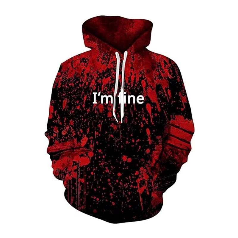 Spring And Autumn Fashion Men's Hoodie Bloody Wound 3D Print Hoodies Street Casual Boy Sweatshirt Men's Oversized Top Clothing