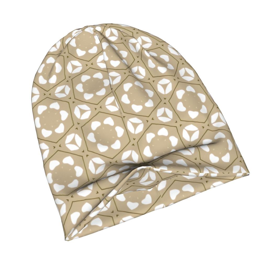 2D Flat Printing Beige Hexagon Geometric Seamless Pattern Daily Style Knit Hat for Adults Perfect for Weekend Errands Quick Meetups Or Everyday City W