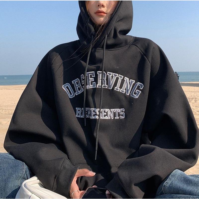 Утолщенная бархатная толстовка с капюшоном для студенток, наряд для пары, свободная рубашка с длинными рукавами в стиле BF, куртка большого размера для женщин