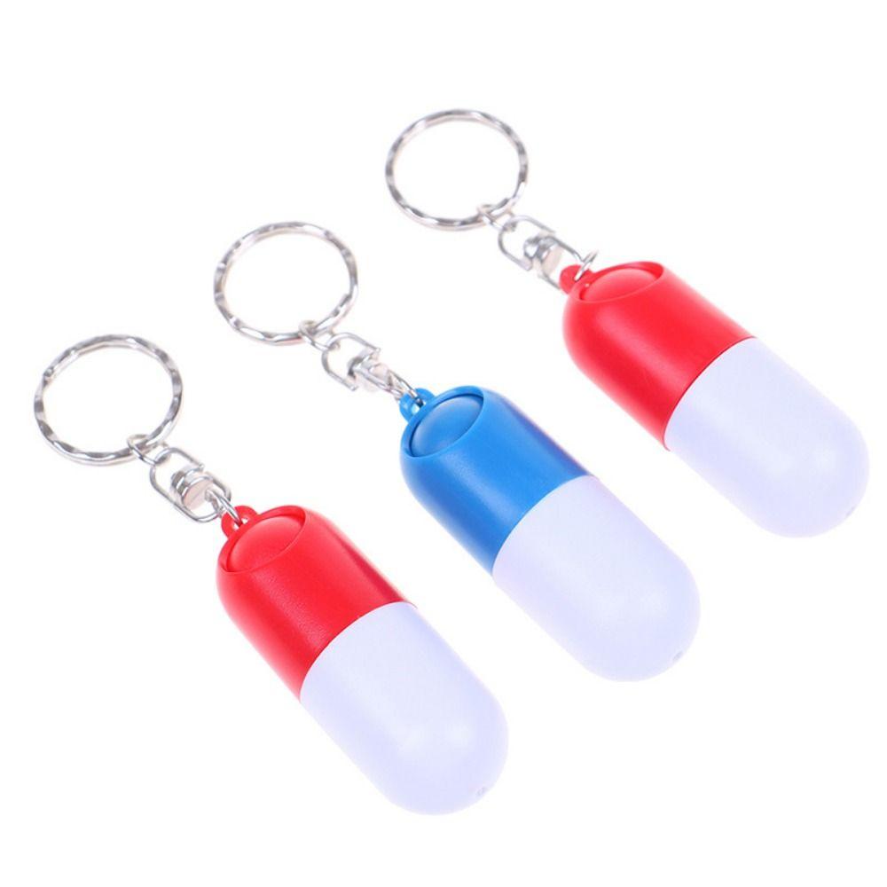 Key Chain Travel Pill Box Capsule Shaped Drug Container Keychain Pill Storage