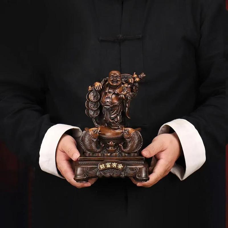 Resin Maitreya Buddha God of Wealth Statue Chinese Buddha Statues Home, Room, Office Decoration Accumulate Wealth Accessories