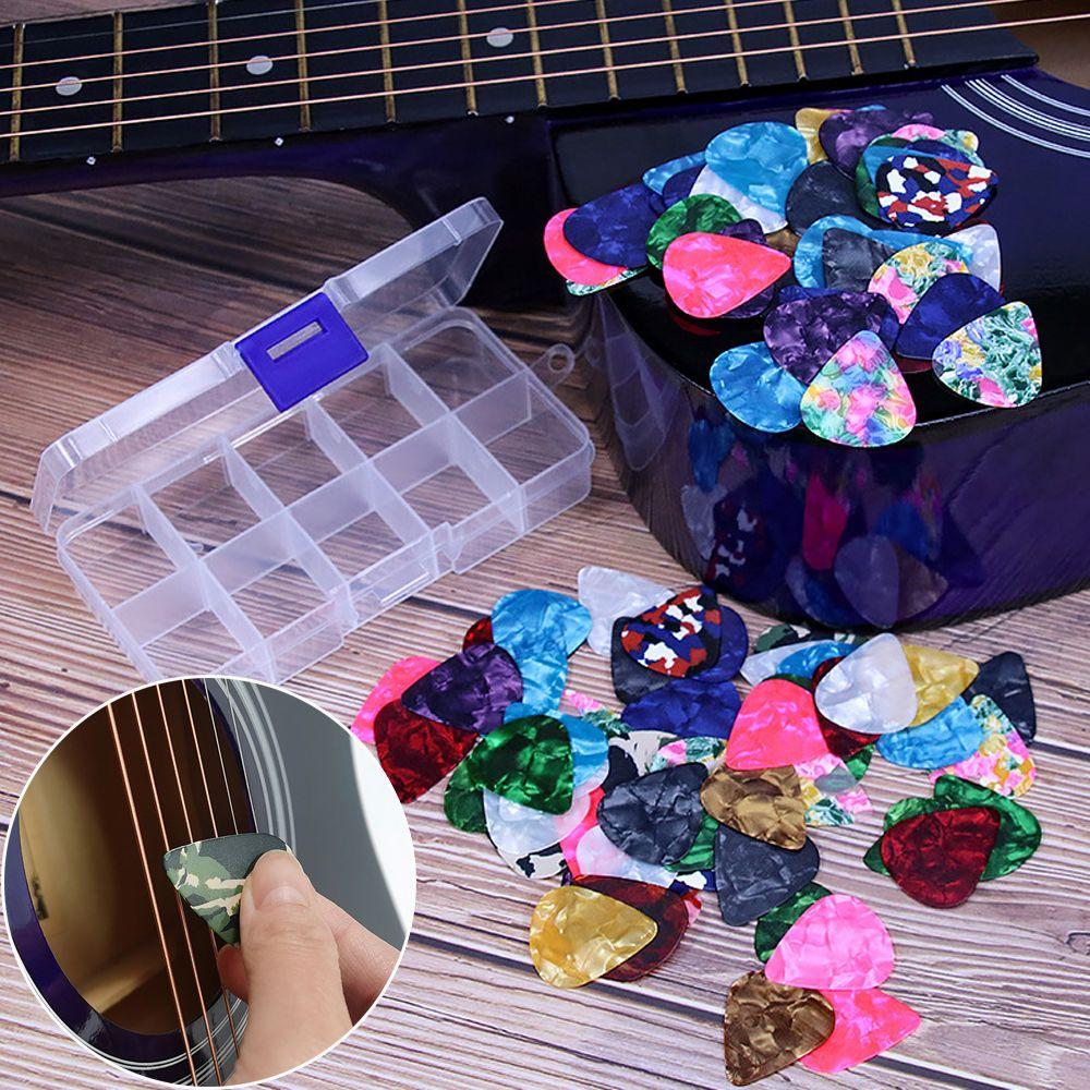 100 Pcs 0.46/0.71/0.96mm Gifts Shrapnel Ukulele Celluloid Electric Guitar Picks with Box Plectrum