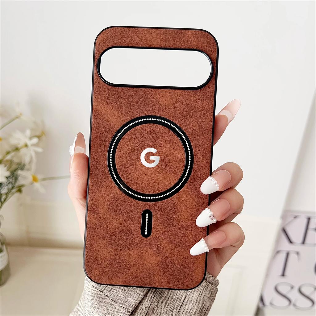 Роскошный деловой кожаный чехол для телефона Magsafe для Google Pixel 10 9 8 7 Pro XL 8A 7A Магнитный беспроводной зарядка Защитная крышка