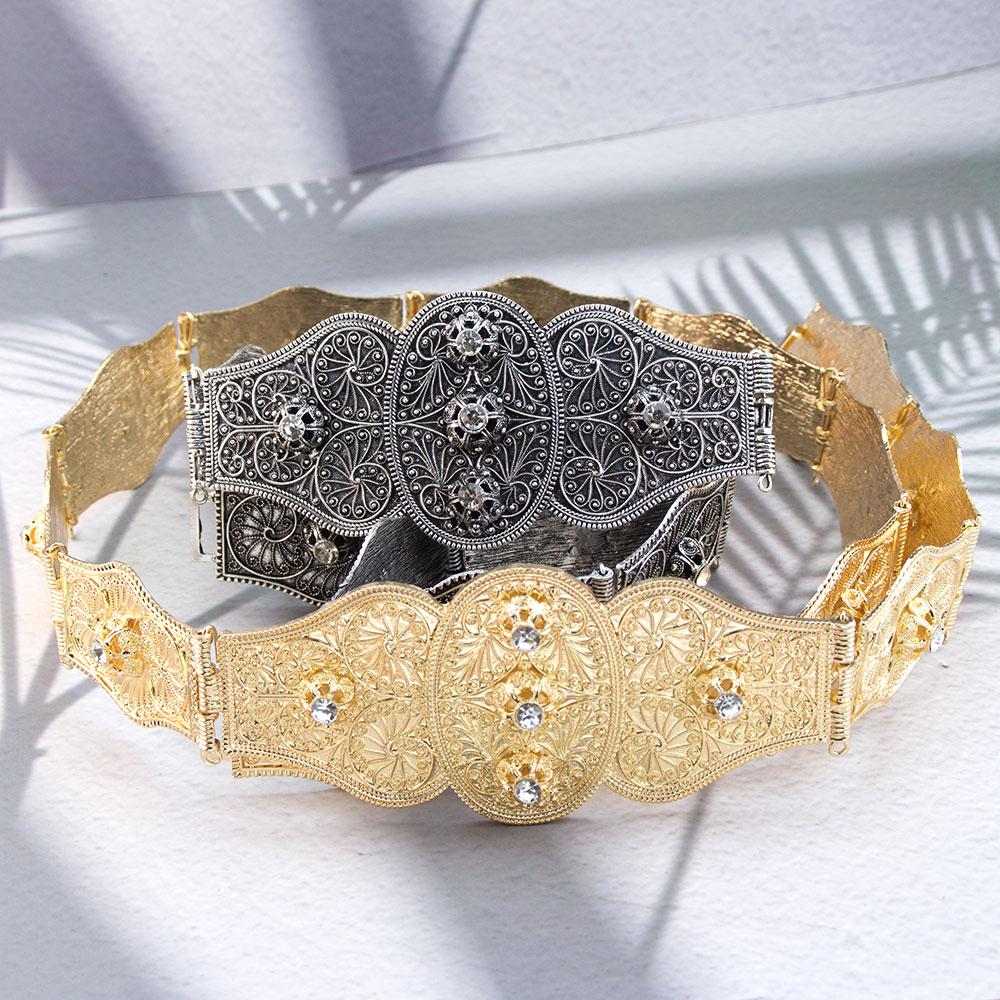 Винтажный славянский кавказский женский пояс для платья рельефный узор заклепки украшение металлический пояс на талию цепочка регулируемая длина