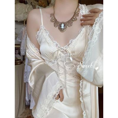 Шелковое сексуальное платье на бретелях, женское повседневное корейское элегантное длинное платье с разрезом, лоскутное кружевное платье, женское модное элегантное платье с v-образным вырезом