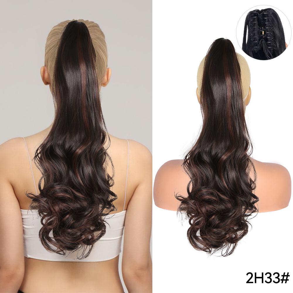 22" Ponytail Extension Claw Long Thick Wavy Curly Jaw Clip In Fake Pony Tails Soft Natural Looking Synthetic Hairpiece For Women