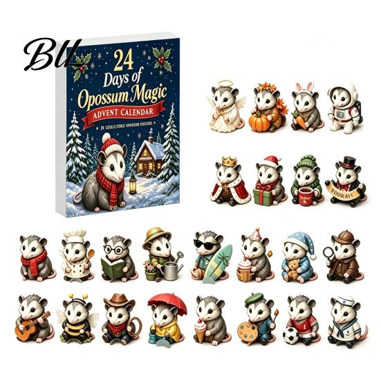 Possum Hanging Ornaments 24 Days Christmas Advent Calendar with 2D Flat Acrylic Pendants, Tree Decor Festive Countdown for Decoration And Holiday