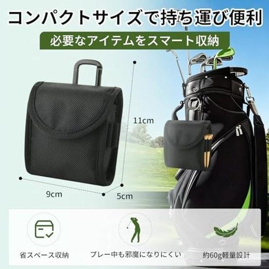 Pokumiru Golf Ball Case Pouch Carabiner Lightweight Compact Holder Tee Storage Multifunctional Compatible Sitting Small Size Green Fork Accessories