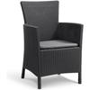 Garden Armchair - - IOWA - In Imitation Woven Rattan Resin - Colors : Graphite Gray - With Cushion