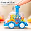 Children's Cartoon Press Gear Car Toy Lnertia Pull-back Transparent Car Baby Puzzle Sliding Toy Child Boy Girl 1-3 Year Old Gift