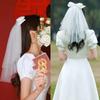 Flower Marry Veil Pearl Wedding Gauze Simple Bride Head Gauze  Women