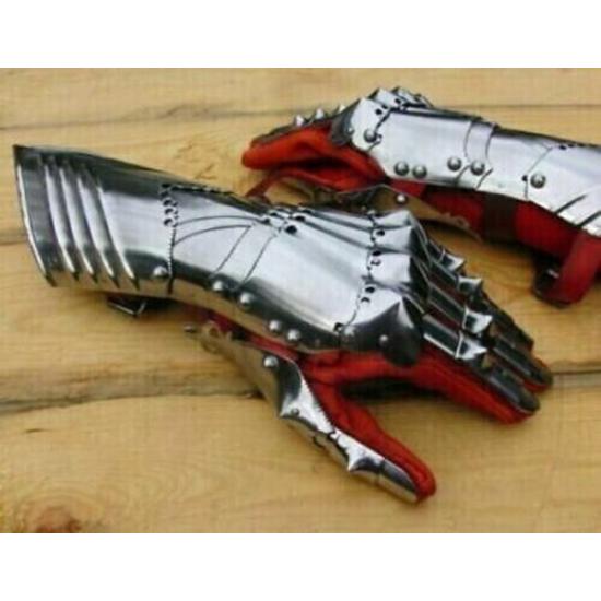 Gauntlets 18GA Steel Armor Medieval Late Gothic Knight Finger Gloves SCA LARP