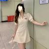 Винтажный студенческий стиль сладкая юбка-поло короткая сладкая и пикантная соль маленькое платье талия и тонкий лето