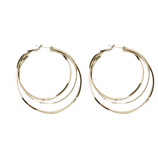 1 Pair Women Earrings Multi-layer Exaggerated Shiny High Polished Temperament Ear Decoration Jewelry Round Large Hoop Earrings Women Gift