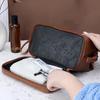 Double-Layered Toiletry Bag for Men Dad Husband Lightweight Leather Travel Shaving Kit Organizer Cosmetic Zipper Pouch