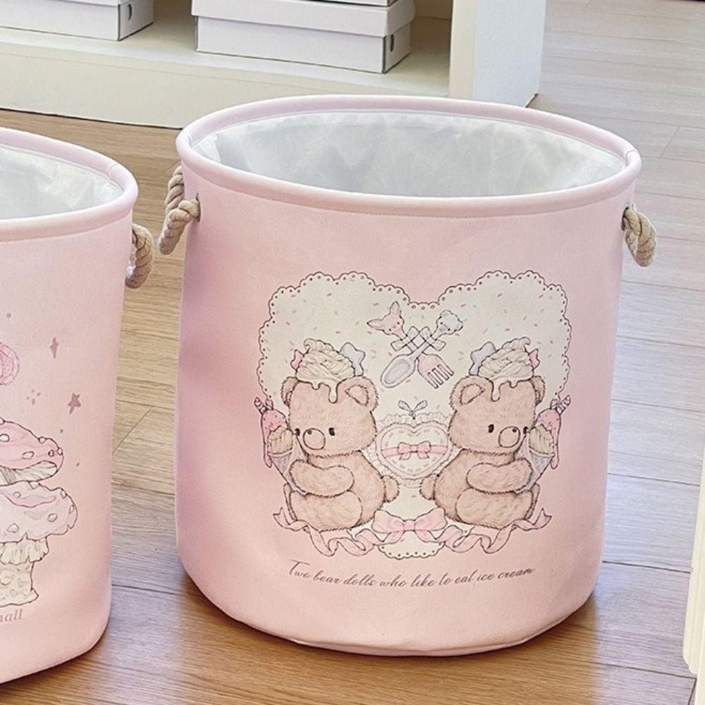 Round Shape Dirty Clothes Basket Cartoon Sundries Storage Basket Laundry Hamper  for Home