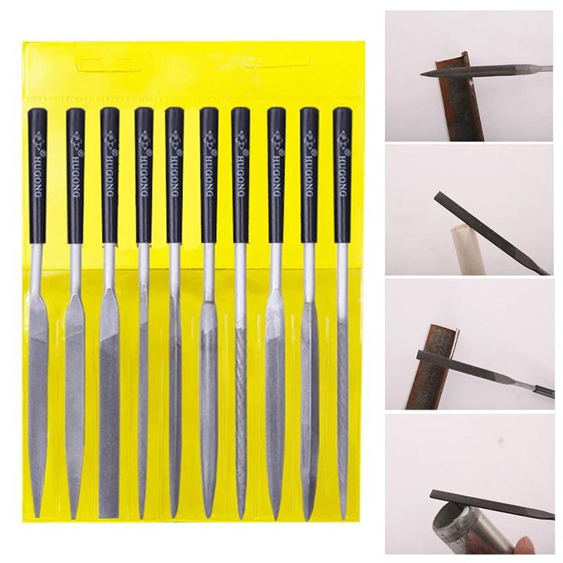 10Pcs/Set Metal Needle File Set Wood Rasp Metal Polishing Hand Filetools Steel Rasp Needl Filing For Metal Glass Stone Wood Carv