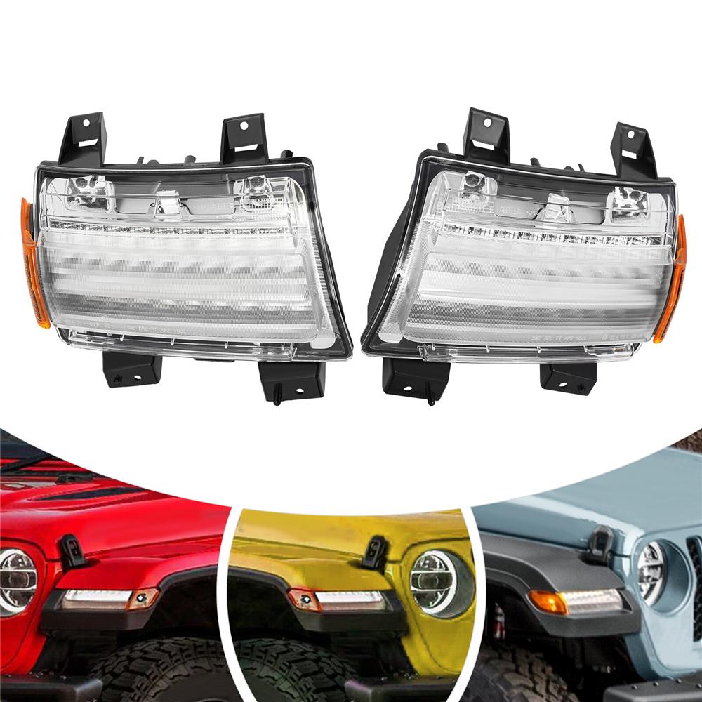 Пара светодиодных дневных ходовых огней с указателями поворота для Jeep Wrangler JL 18-22